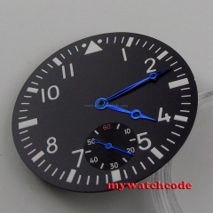 38.9mm black dialluminous dial blue hands fit ETA 6498 mens watch57 (Dial+hands)