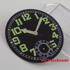 35mm black luminous dial fit eta 6498 ST movement Watch D59 (dial+hand)