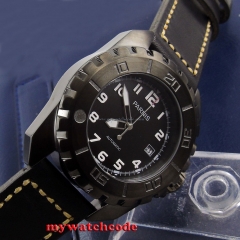 45mm parnis black dial PVD 21 Jewels miyota automatic movement mens watch P424