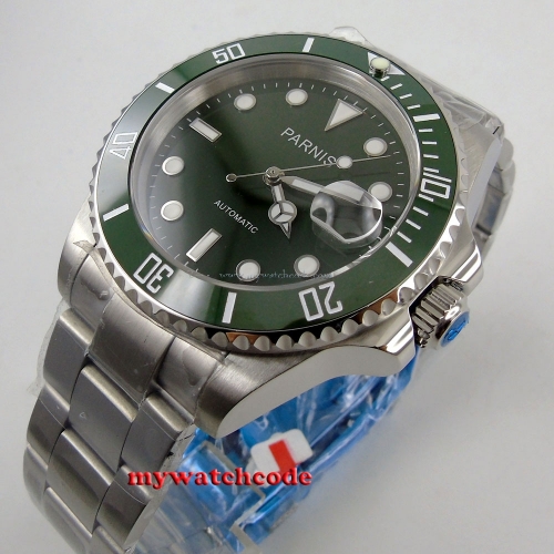 40mm Parnis green dial MIYOTA movement automatic sapphire glass Mens Watch P569