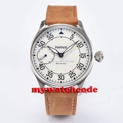 44mm parnis silver dial ST hand winding 6497 mechanical mens watch P679