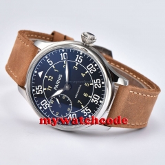 44mm parnis black dial ST hand winding 6497 mechanical mens wristwatch P680