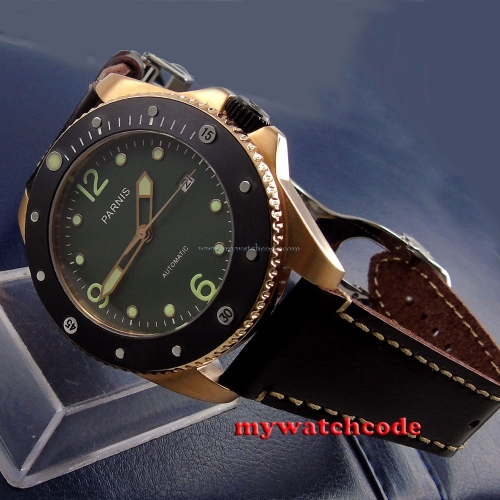 43mm Parnis green dial Sapphire Glass ceramic bezel Automatic mens Watch P594