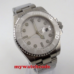 43mm bliger white dial GMT Ceramic Bezel sapphire glass automatic mens watch 154