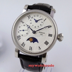 42mm parnis white dial Moon Phase GMT hand winding movement mens watch P60B