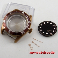 41mm sapphire glass coffee Watch Case + dial + hand fit ETA 2824 2836 MOVEMENT