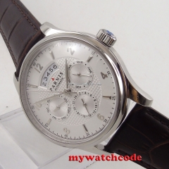 42mm parnis withe dial Sapphire Glass miyota 9100 Automatic mens Watch 666B