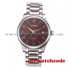 38mm Parnis coffee dial date Sapphire Glass miyota Automatic mens Watch P723