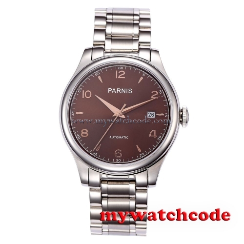 38mm Parnis coffee dial date Sapphire Glass miyota Automatic mens Watch P723