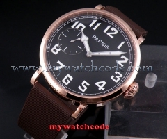 46mm parnis black dial Rose Gold 17 jewels 6497 hand winding mens watch P546