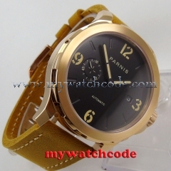 44mm Parnis black dial rose golden Sapphire glass date Automatic Mens Watch P781