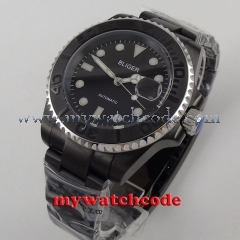 40mm Bliger black dial PVD case ceramic sapphire crystal automatic mens watch162