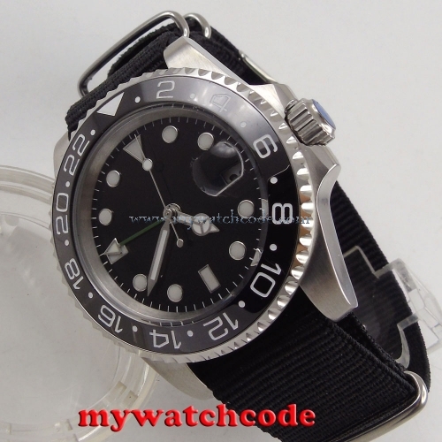 40mm Bliger black dial GMT date window automatic movement mens watch B169