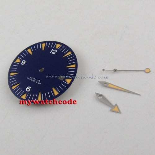 31mm blue sandwich sterile Watch Dial for eta 2824 2836 Movement (dial + hands)