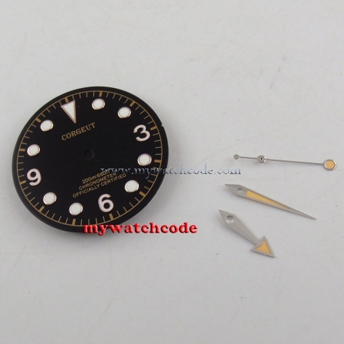 30.4mm black dial Watch Dial hands for eta 2824 2836 Movement (dial+hands)