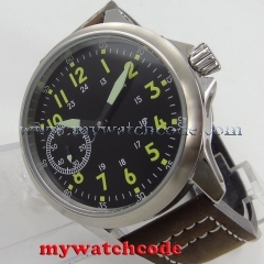 45mm corgeut black dial sapphire glass 6497 hand winding mens watch