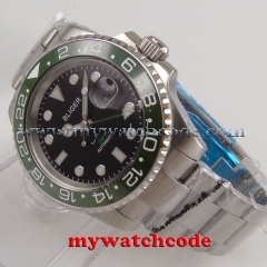 40mm Bliger black dial luminous GMT date automatic movement mens watch P186