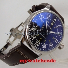 new 44mm parnis black dial luminous 6497 movement hand winding mens wrist watch