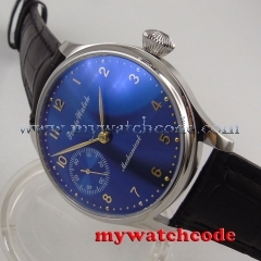44mm parnis blue dial golden marks 6497 movement hand winding mens watch P395
