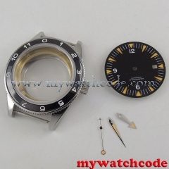 41mm no logo blac dial + hand + Watch Case set fit ETA 2824 2836 miyota MOVEMENT