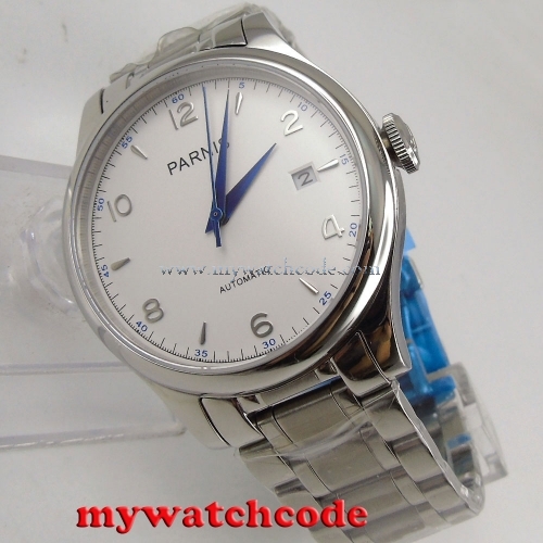38mm Parnis white dial date Sapphire Glass miyota Automatic mens Watch P723