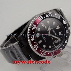 40mm Bliger black dial PVD case GMT date sapphire glass automatic mens watch