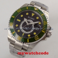 43mm bliger black dial ceramic bezel GMT sapphire glass automatic mens watch 202