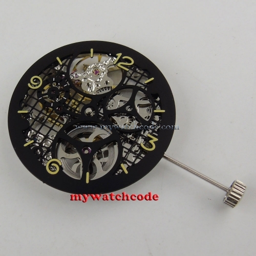 17 Jewels silver Full Skeleton 6497 Hand Winding movement add one 38.7mm dial 15
