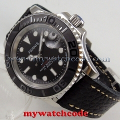 41mm Parnis black dial Sapphire glass 21 jewels miyota 8215 automatic mens watch