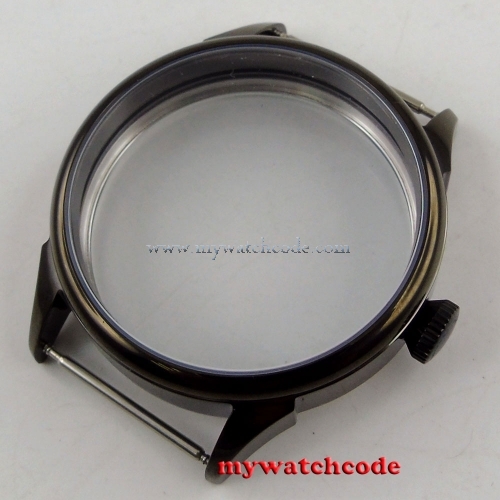 42mm Watch 316L stainless steel black PVD CASE fit eat 6498 6497 movement C138
