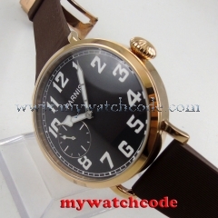 46mm parnis black dial Rose Golden 17 jewels 6497 hand winding mens watch P127