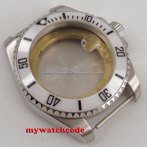 43mm sapphire glass ceramic white bezel Watch Case fit ETA 2824 2836 MOVEMENT