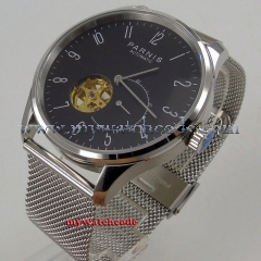42mm Parnis black dial Sapphire glass golden Miyota automatic mens watch P921
