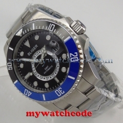43mm bliger black dial ceramice bezel GMT sapphire glass automatic mens watch