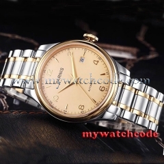 gorgeous 38mm Parnis golden dial Sapphire Glass miyota Automatic mens Watch P596