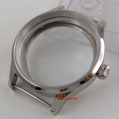 Polished 43mm sterile steel Watch CASE sapphire glass fit 6498 6497 movement 144