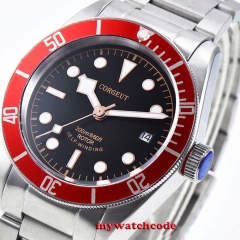 41mm corgeut black dial Sapphire Glass miyota 8215 Automatic diving mens watch