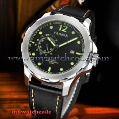 44mm Parnis black dial date window Sapphire Glass miyato Automatic mens Watch