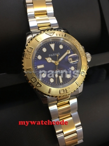 41mm Parnis blue dial Sapphire Ceramic 21 jewels miyota 8215 automatic men watch