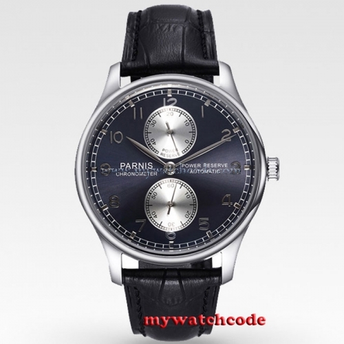 43mm parnis black dial Luxury power reserve automatic movement mens watch P193