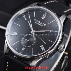 42mm Parnis black date 24 Hours Handset Sea-gull Automatic Movement Men Watch 952