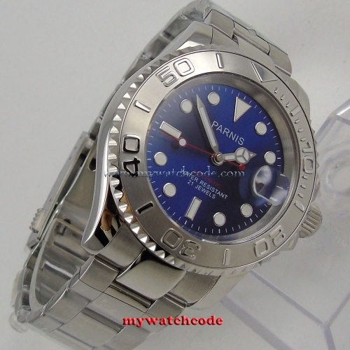 new arrive 41mm Parnis blue dial Ceramic bezel miyota 8215 automatic mens watch