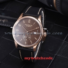 42mm parnis coffee dial rose golden case date automatic movement mens watch P957