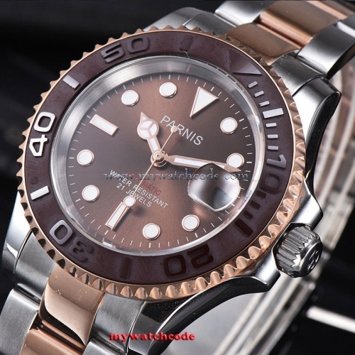 41mm Parnis brown dial Sapphire Ceramic bezel miyota automatic men watch P981