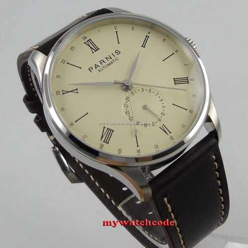 new arrive 42mm Parnis off-white dial 24 Hours Automatic Movement Men Watch P955