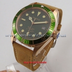 41mm Parnis green dial Sapphire glass 21 jewels miyota automatic mens watch 992B
