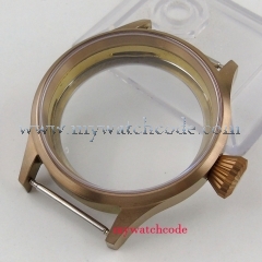 43mm bronze plated parnis Watch CASE sapphire glass fit 6498 6497 eat movement