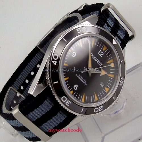 41mm Corgeut black dial ceramic bezel sapphire glass miyota Automatic mens Watch​​​​​​​
