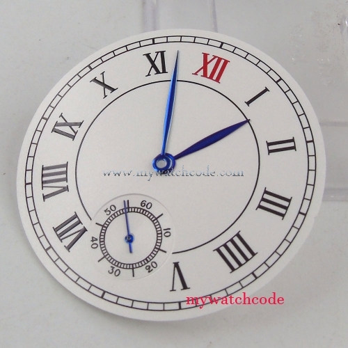 38.9mm white dial dial Roman numeral fit ETA 6498 ST3620 mens watch (Dial+hands)