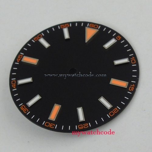 30.8mm orange marks black Watch Dial for Mingzhu DG2813 8215 Movement
